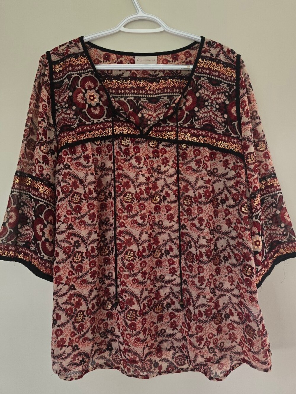 Bohemian Floral V-Neck Blouse. XL. Flowy. Resort,vacation,summer. Festival